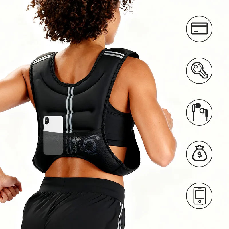 Adjustable Weight Vest With Reflective Stripe For Fitness Training