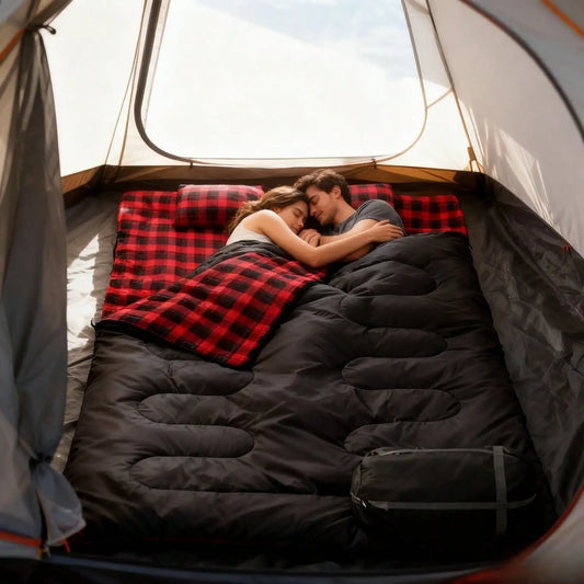 Premium Two Person Camping Sleeping Bag For Adults With Pillows