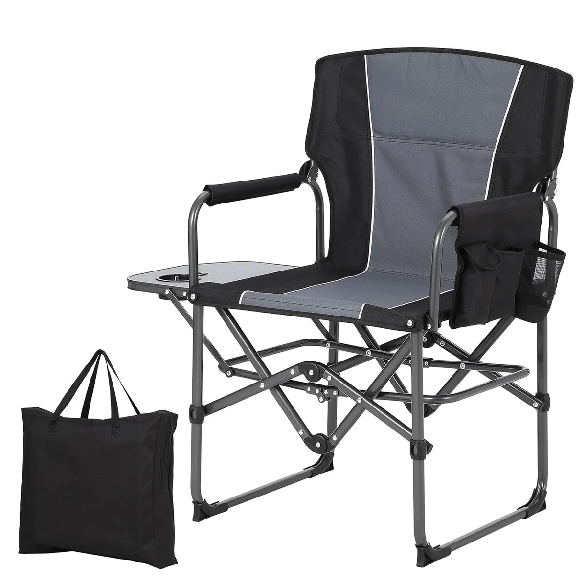 HiMiss Folding Director Chair With Side Table And Cup Holder