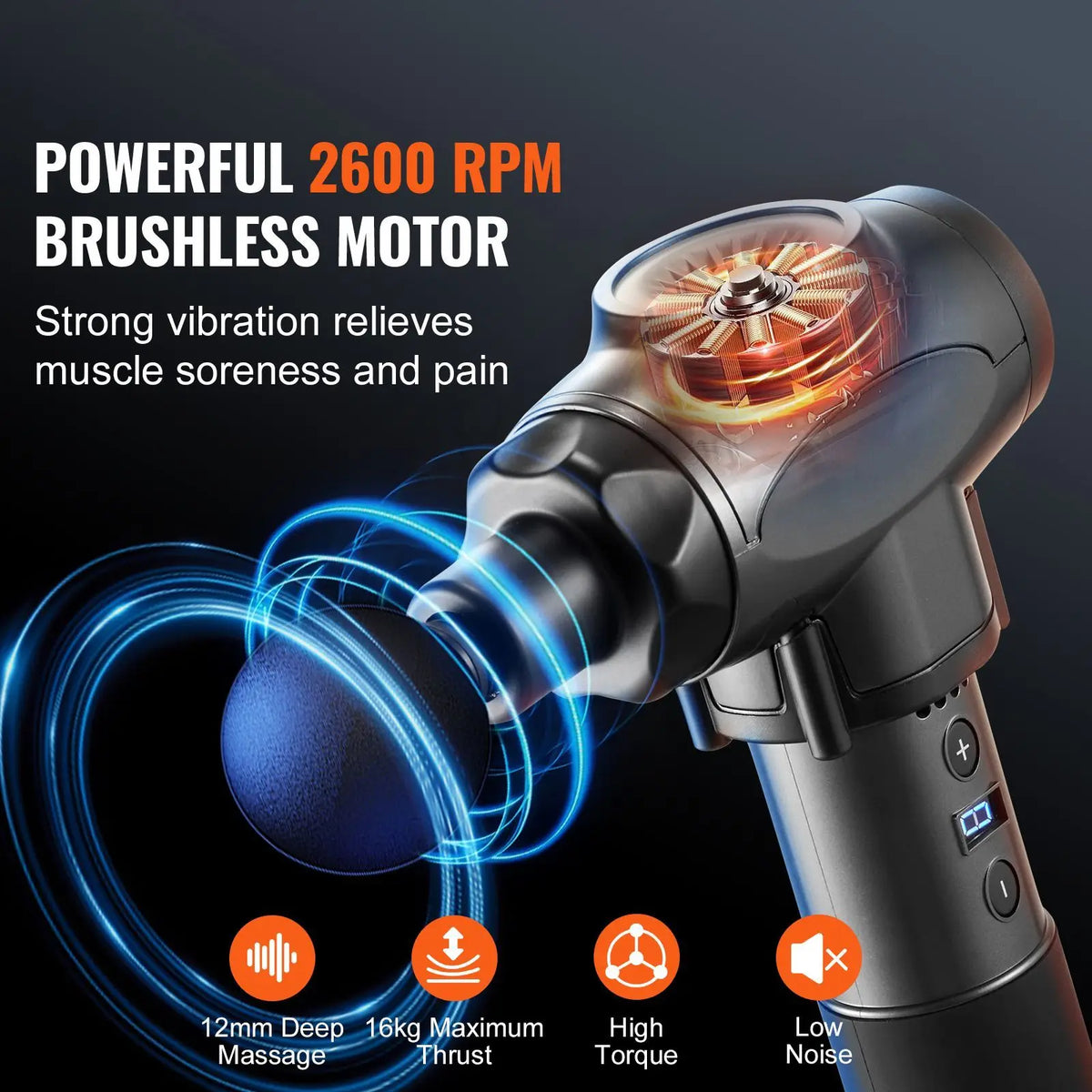 Rechargeable Percussion Massage Gun With Nine Speeds And Six Heads