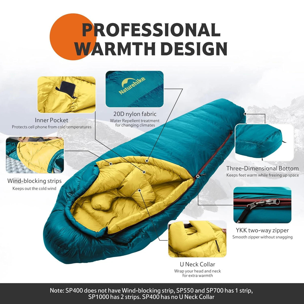 Naturehike Snowbird Duck Down Sleeping Bag 650FP Ultralight Mummy Outdoor
