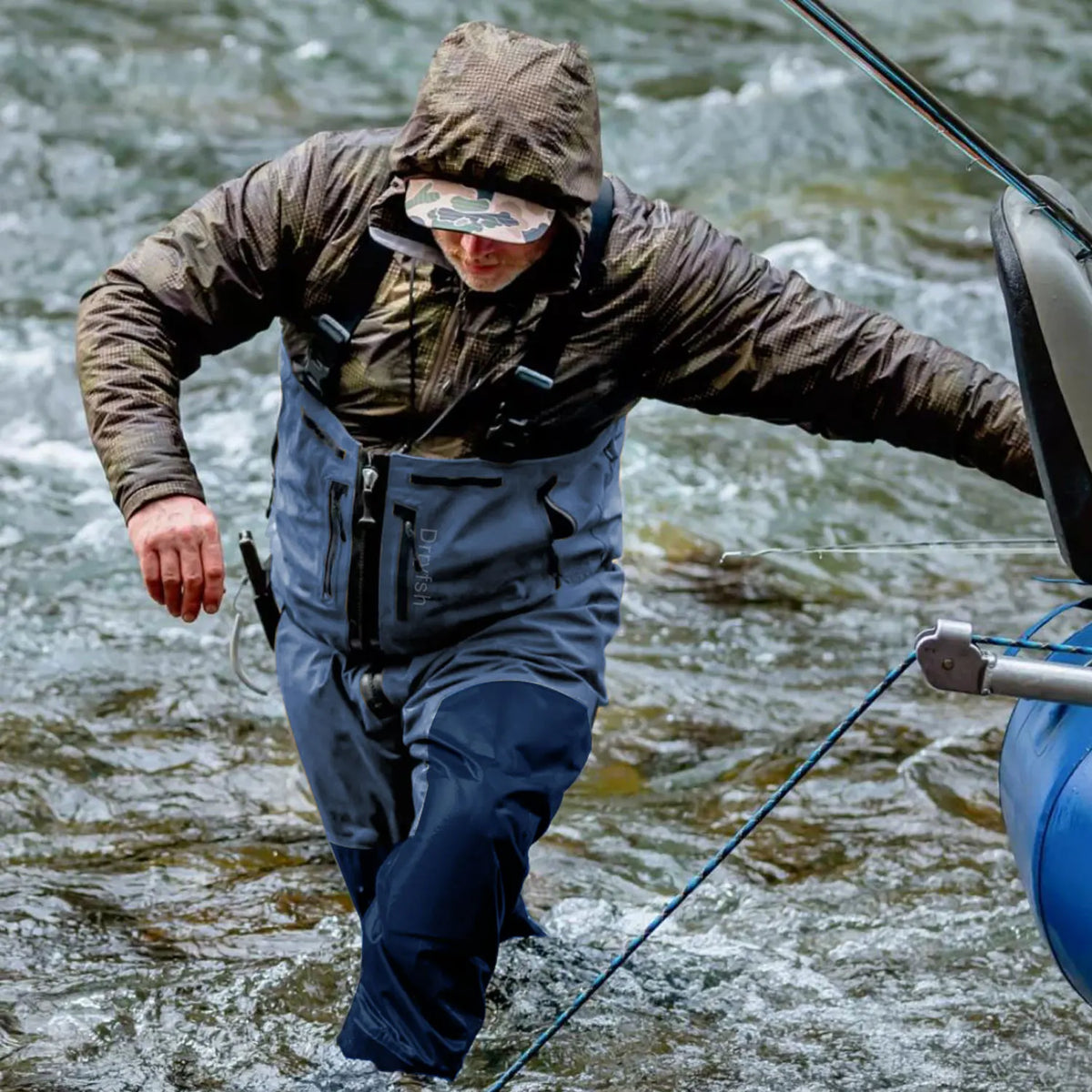 Drryfsh Men Breathable Zip Front Fishing Wading Pants