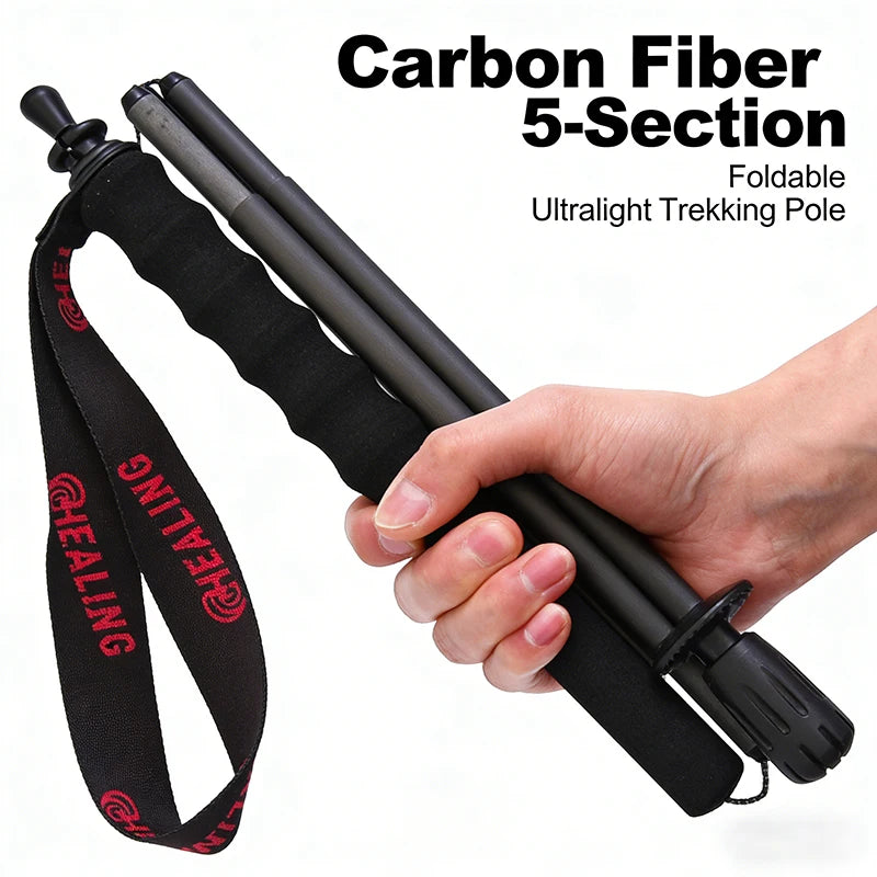 Okhealing Carbon Fiber Trekking Poles Lightweight Folding Hiking Sticks