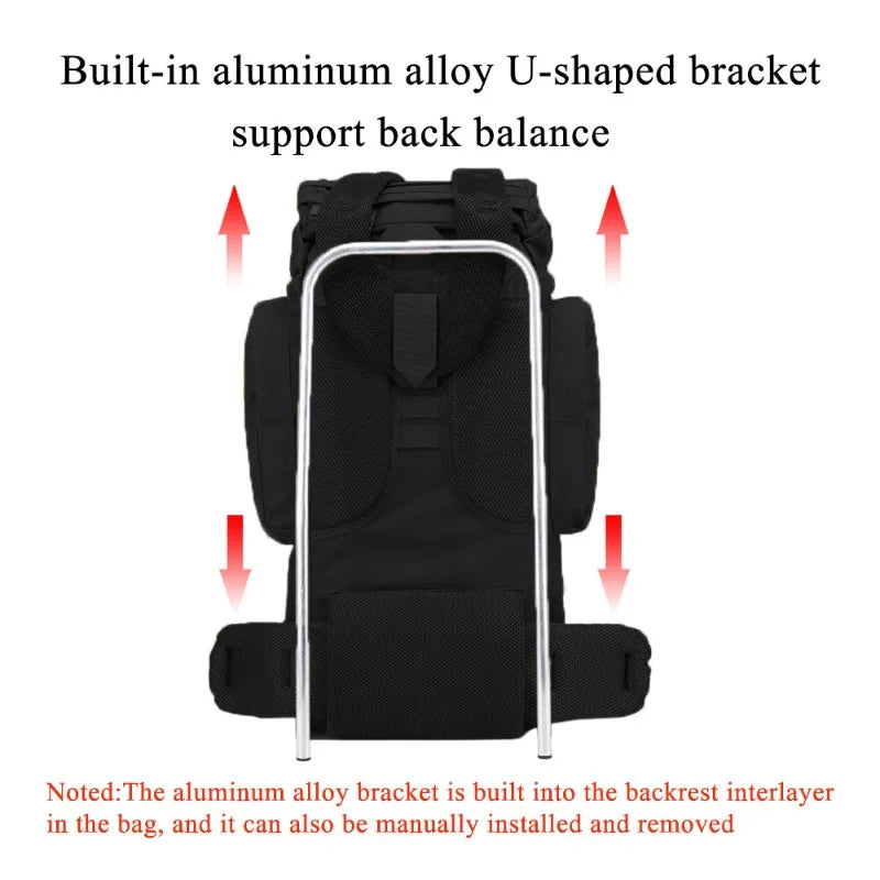 Spacious Polyester Hiking Backpack With Adjustable Straps For Camping
