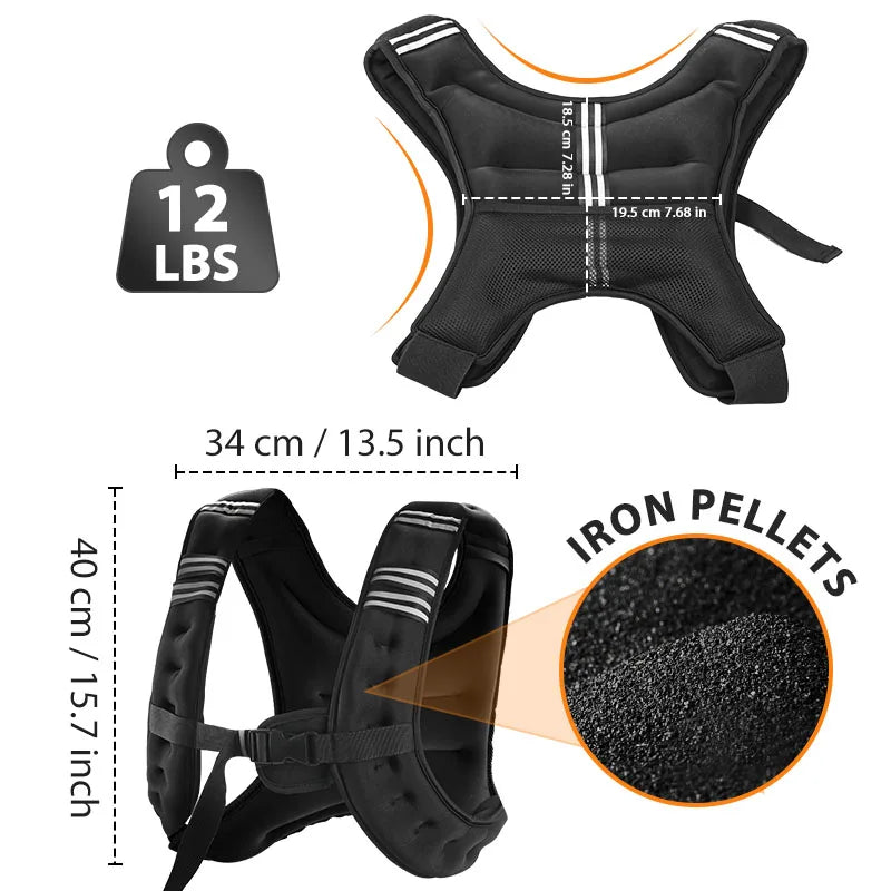 Adjustable Weight Vest With Reflective Stripe For Fitness Training
