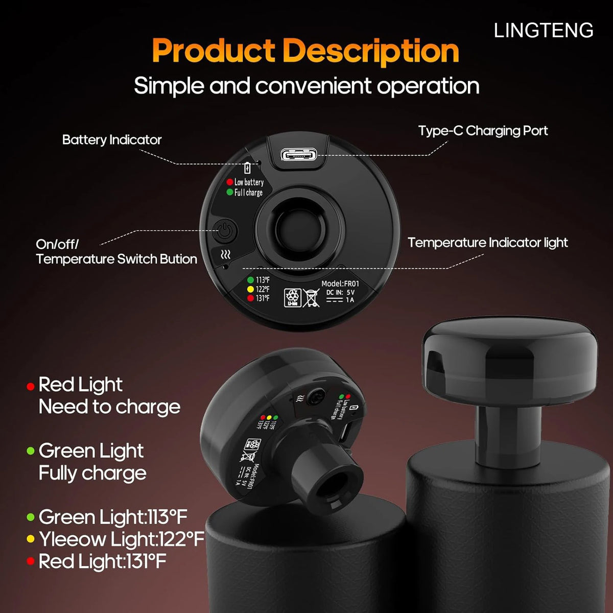 Lingteng Heating Percussion Massage Gun Deep Tissue With Seven Heads