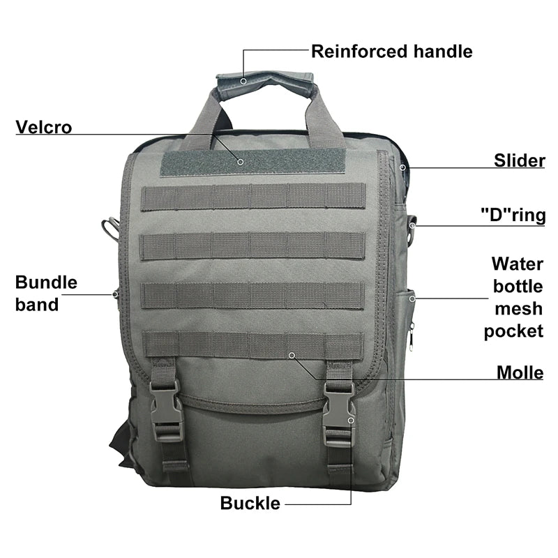 LQARMY Molle Tactical Laptop Messenger Bag Waterproof Nylon Shoulder Pack