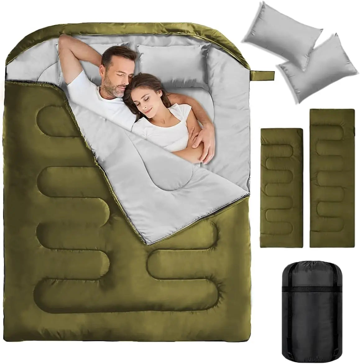 Double Camping Sleeping Bag Ultralight Waterproof 4 Season Warm Backpacking