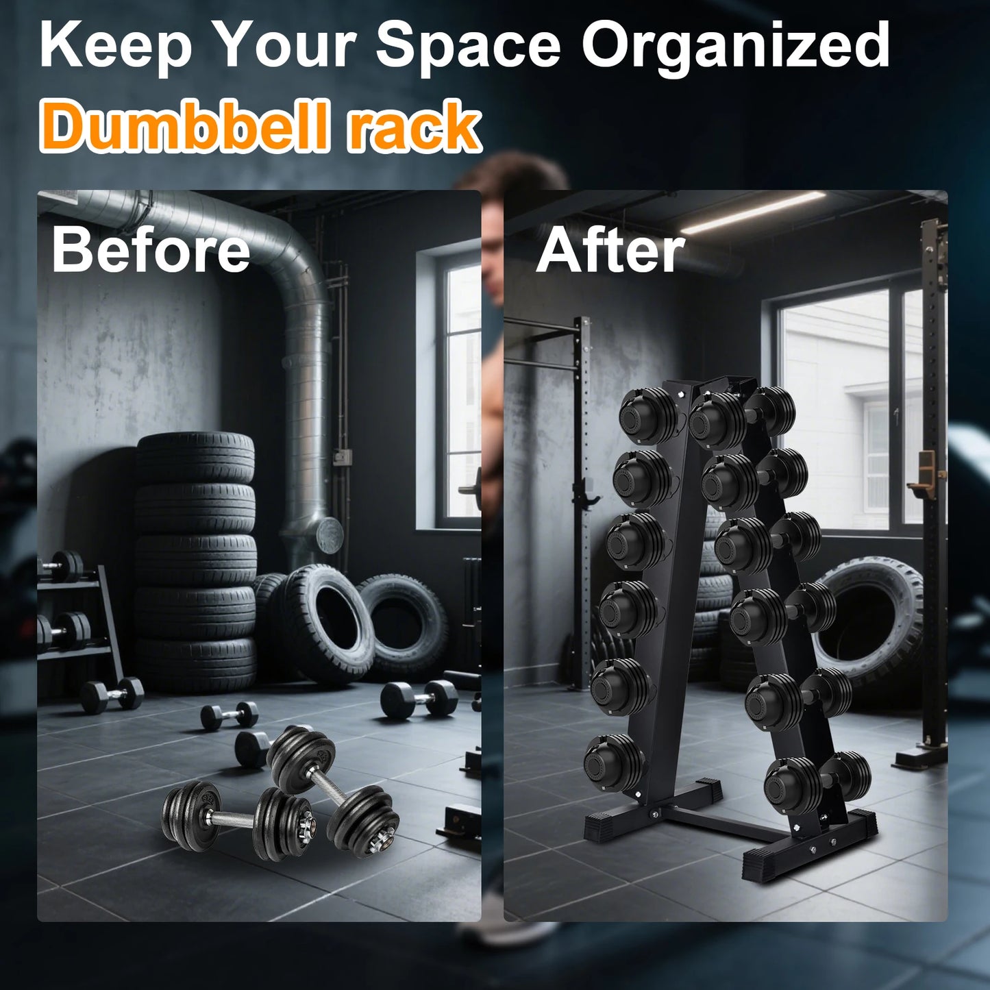Compact Freestanding Dumbbell Rack For Home Gym Weight Storage