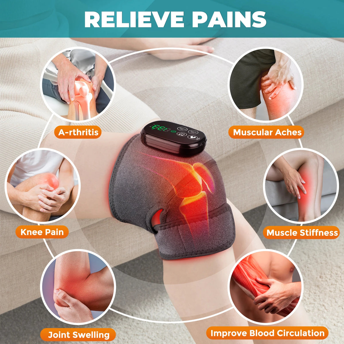 Hailicare Heated Knee Wrap With Red Light Joint Pain Relief