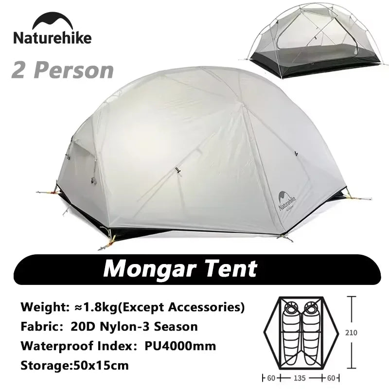 Naturehike Mongar Ultralight Waterproof Nylon Backpacking Camping Tent