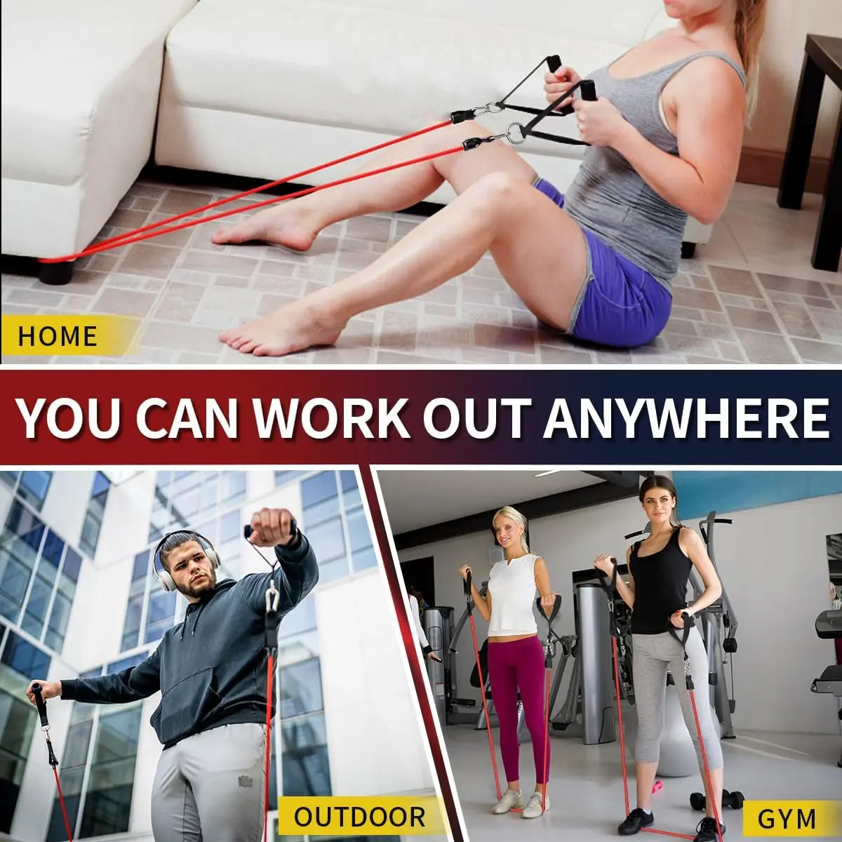 Premium Resistance Bands With Handles Door Anchor And Ankle Straps