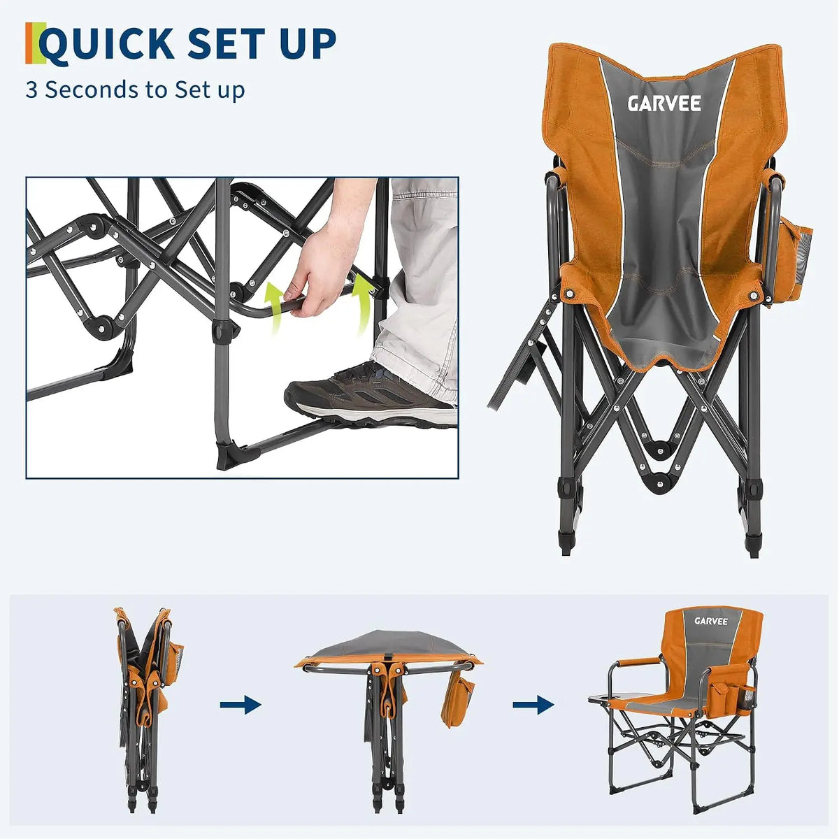 Tacleekii Portable Folding Director Chair With Side Table