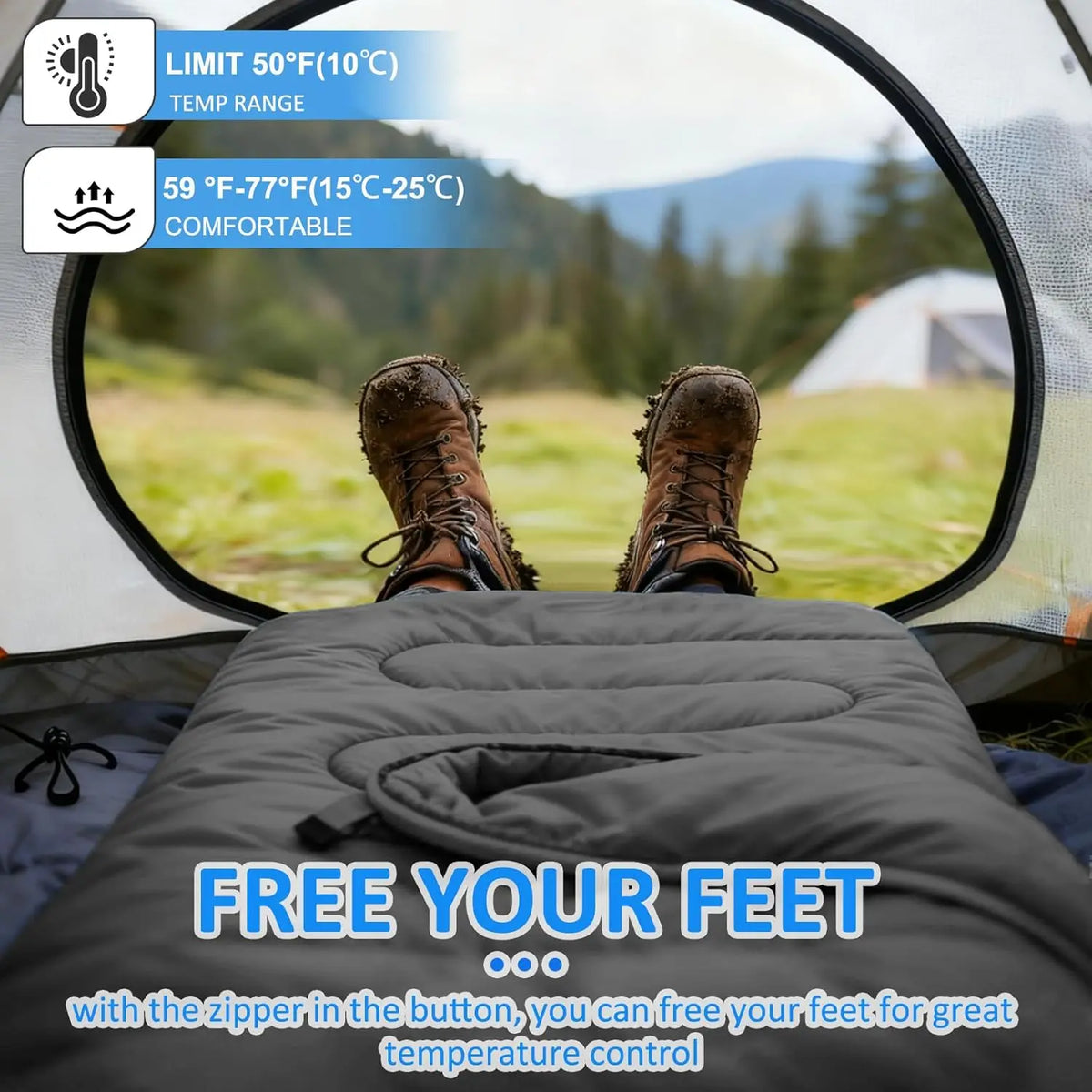 Lightweight 3 Season Waterproof Camping Sleeping Bag Down Cotton Fill