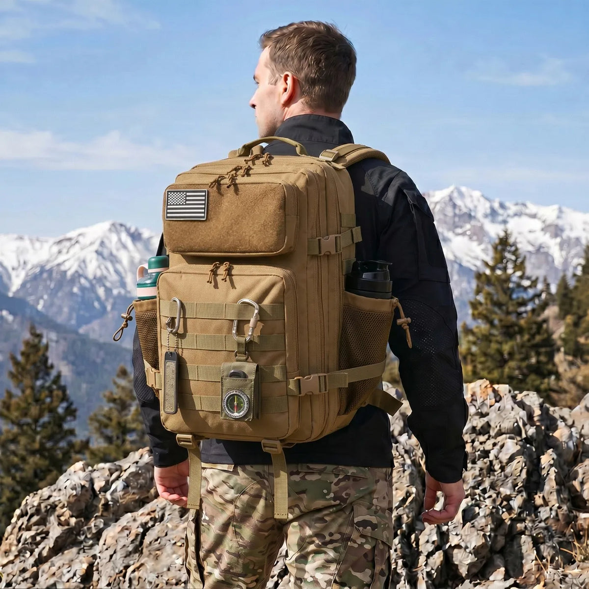 ReFire Gear Tactical Fishing Backpack Dual Water Bottle Holders Outdoor