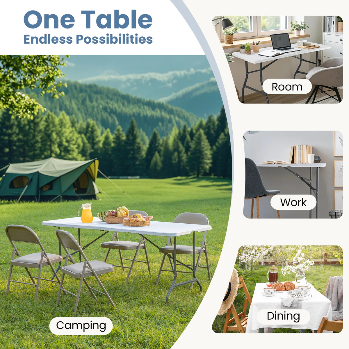 JHK Portable Folding Camping Table With Carrying Handle