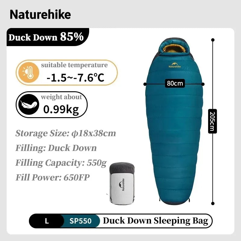 Naturehike Snowbird Duck Down Sleeping Bag 650FP Ultralight Mummy Outdoor