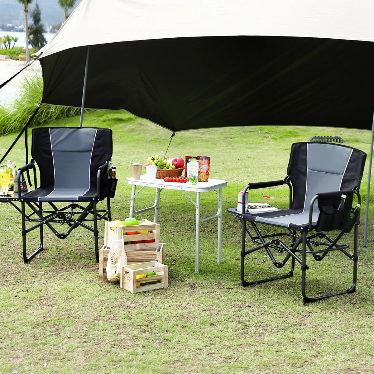 HiMISS Heavy Duty Folding Director Chair With Cup Holder