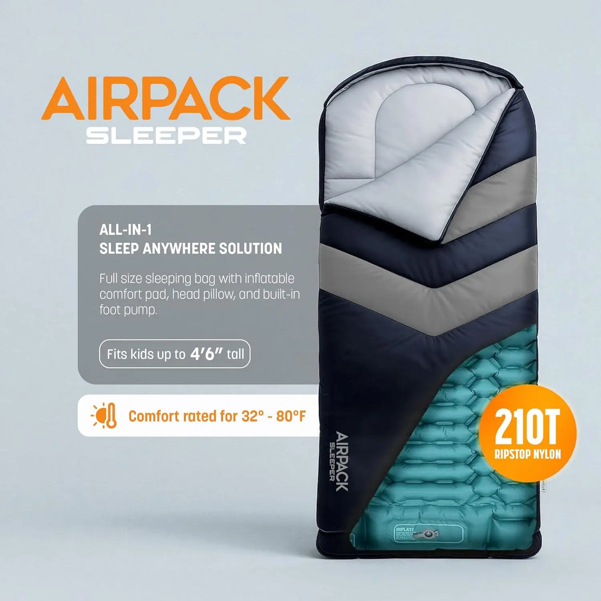 Combined Sleeping Bag And Inflatable Mattress For Travel Camping