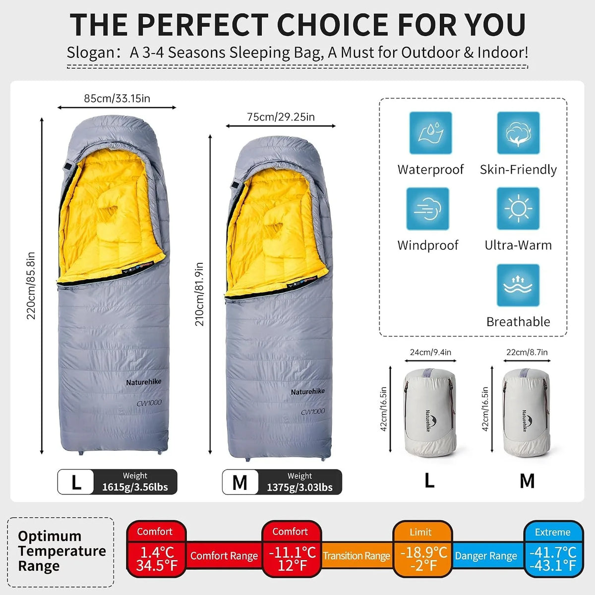 Naturehike 650FP Duck Down Sleeping Bag Ultralight All Season