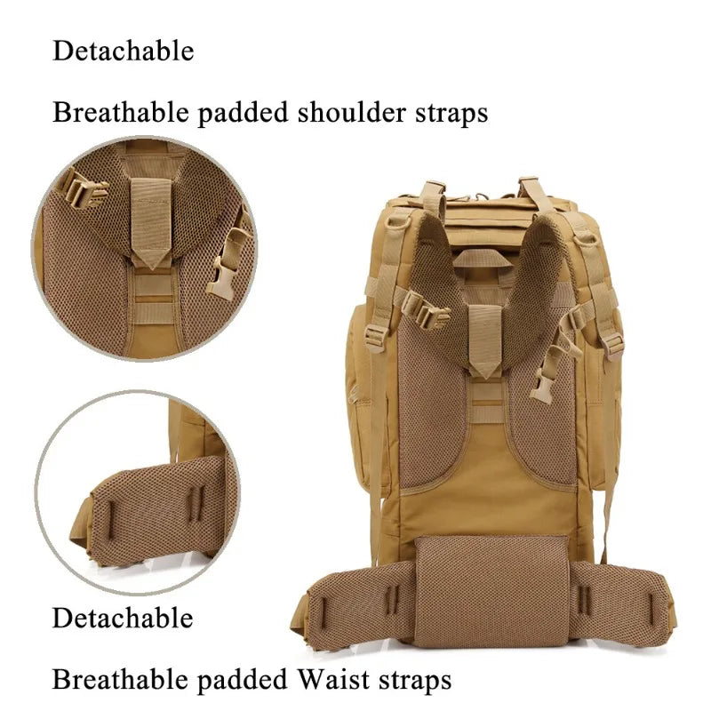 Spacious Polyester Hiking Backpack With Adjustable Straps For Camping