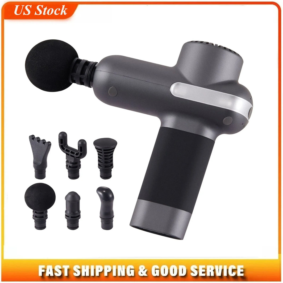 Handheld Percussion Massage Gun 6 Heads Adjustable Speed Muscle Relief