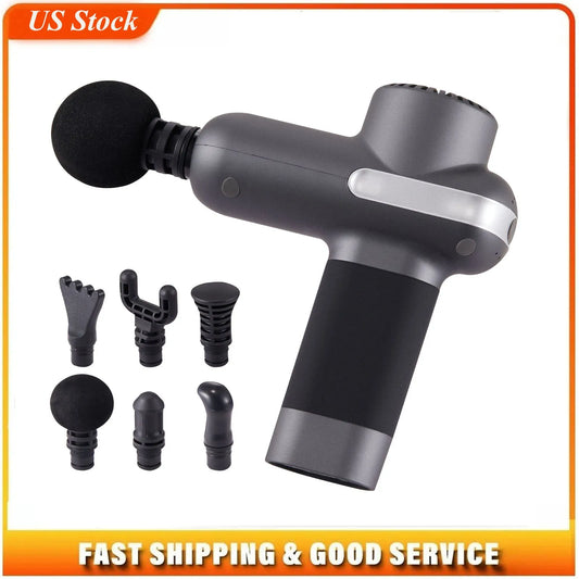 Handheld Percussion Massage Gun 6 Heads Adjustable Speed Muscle Relief