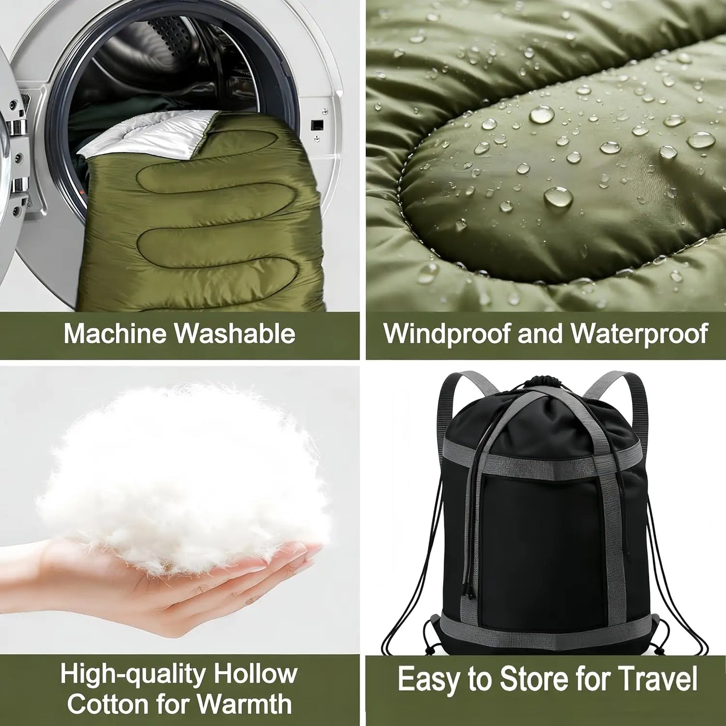 Double Camping Sleeping Bag Ultralight Waterproof 4 Season Warm Backpacking
