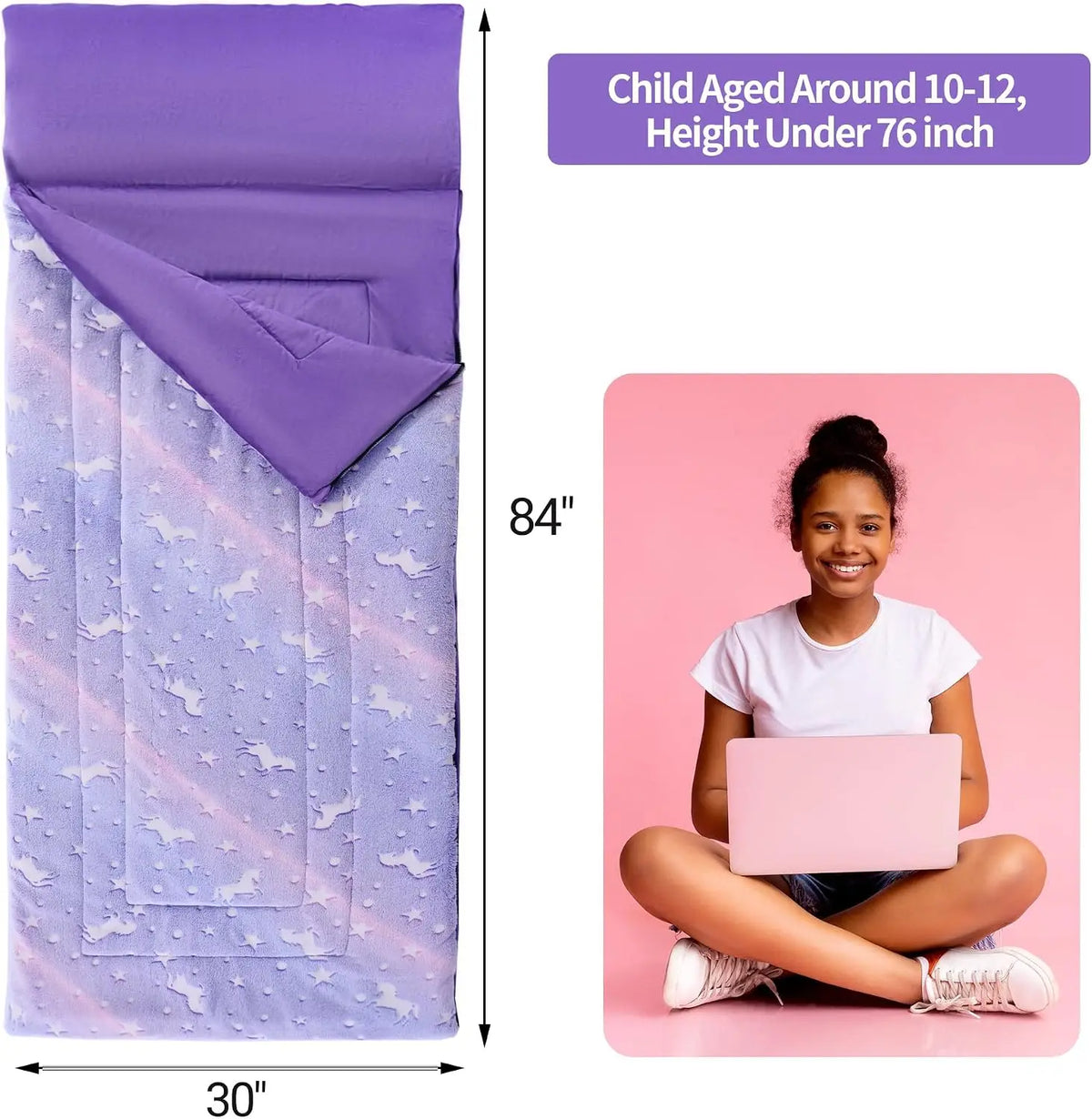 Glow In The Dark Truck Kids Sleeping Bag With Pillow