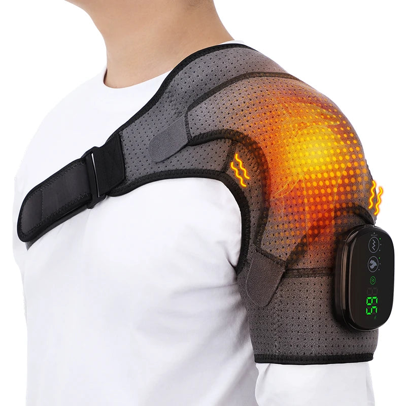 Cordless Electric Heated Shoulder Brace With Vibration Massage Support