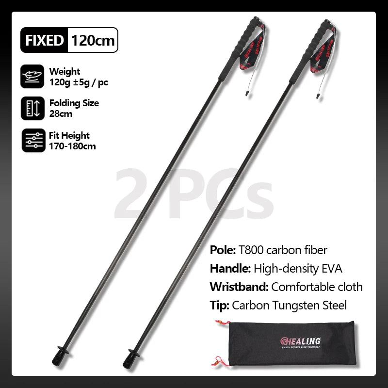 Okhealing Carbon Fiber Trekking Poles Lightweight Folding Hiking Sticks