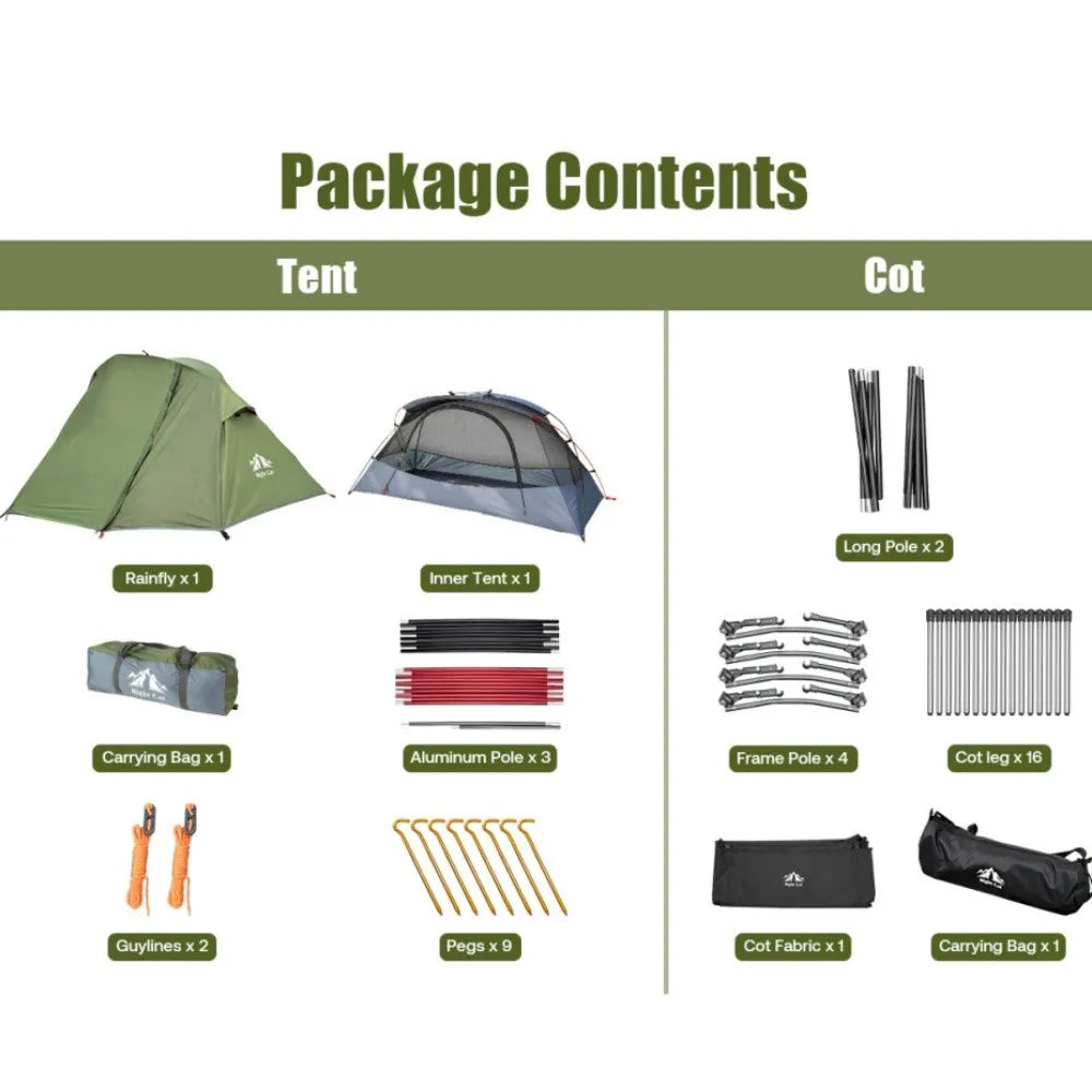 Night Cat Four Mode Elevated Camping Cot And Mesh Tent