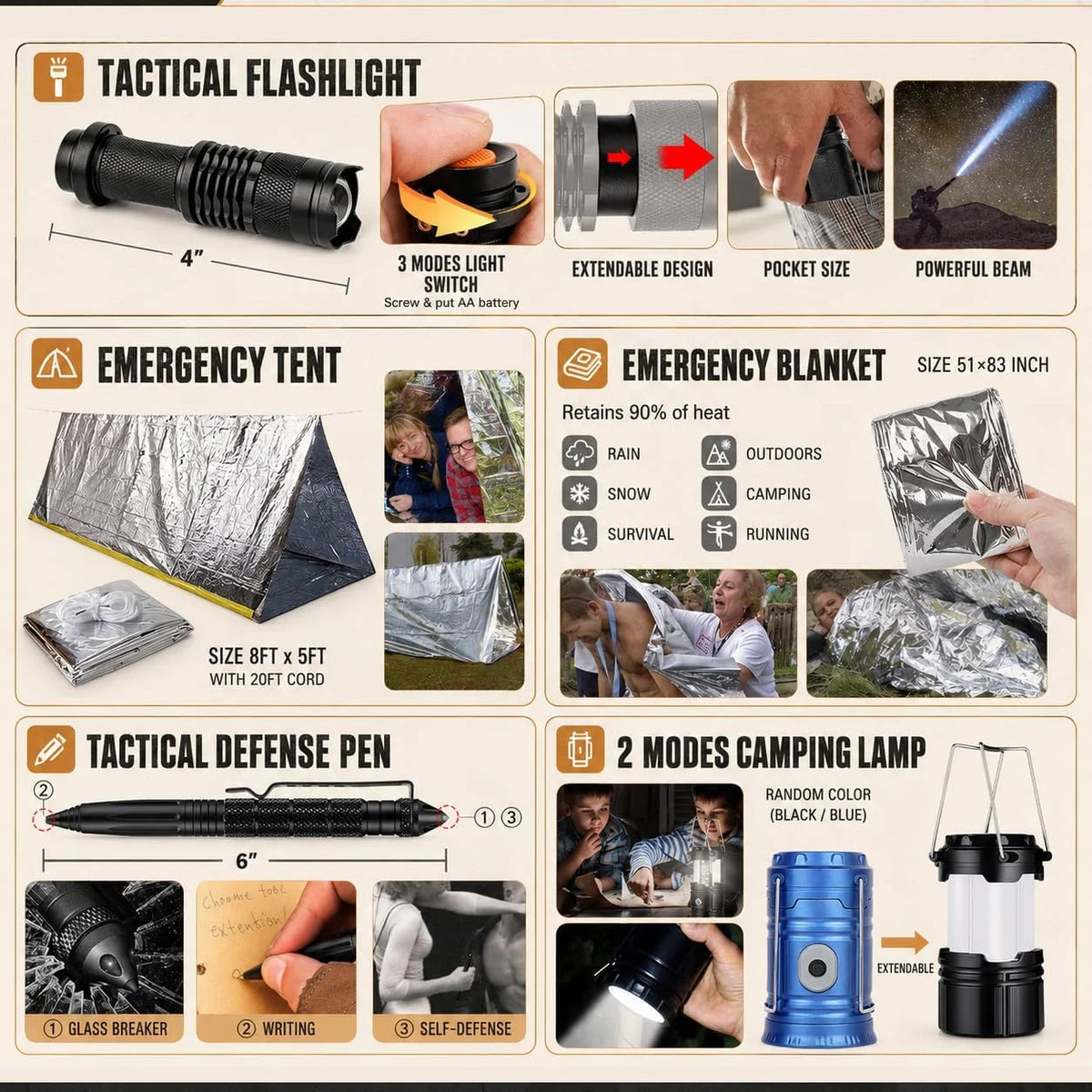 Comprehensive 258 Piece Portable Car Emergency Survival First Aid Kit