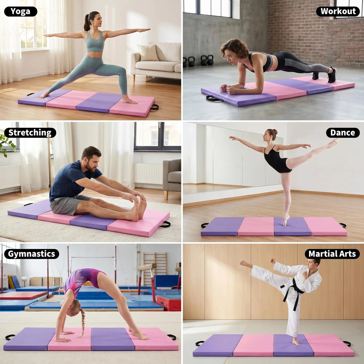 HiMISS Folding Gymnastics Exercise Mat For Home Gym Training