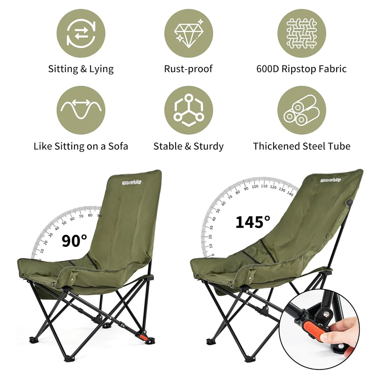 Naturehike High Back Folding Moon Chair Outdoor Camping Lounge Seat