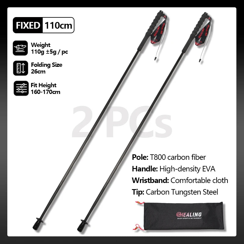 Okhealing Carbon Fiber Trekking Poles Lightweight Folding Hiking Sticks