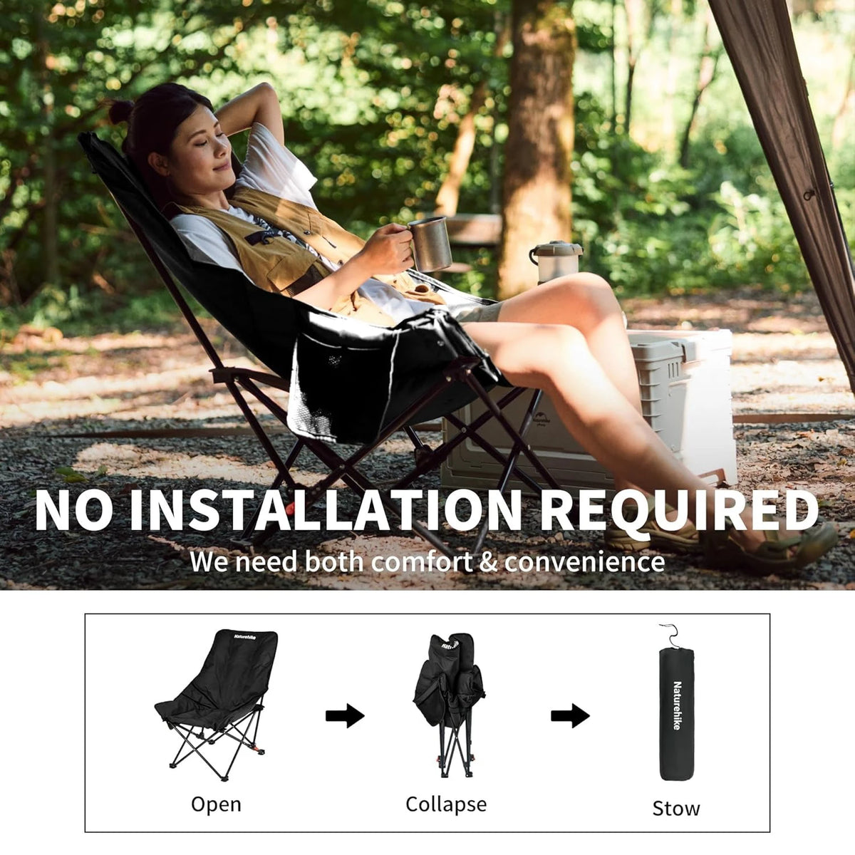Naturehike Sea Star Outdoor Folding Moon Chair Adjustable Recliner Camping