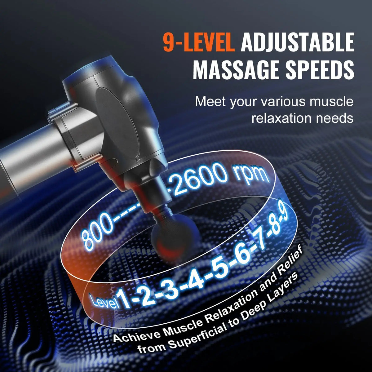 Rechargeable Percussion Massage Gun With Nine Speeds And Six Heads