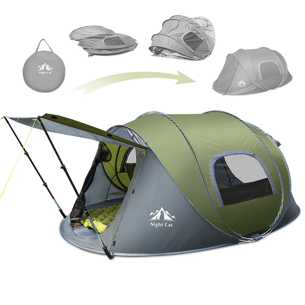 Night Cat Automatic Pop Up Camping Tent For Two Campers