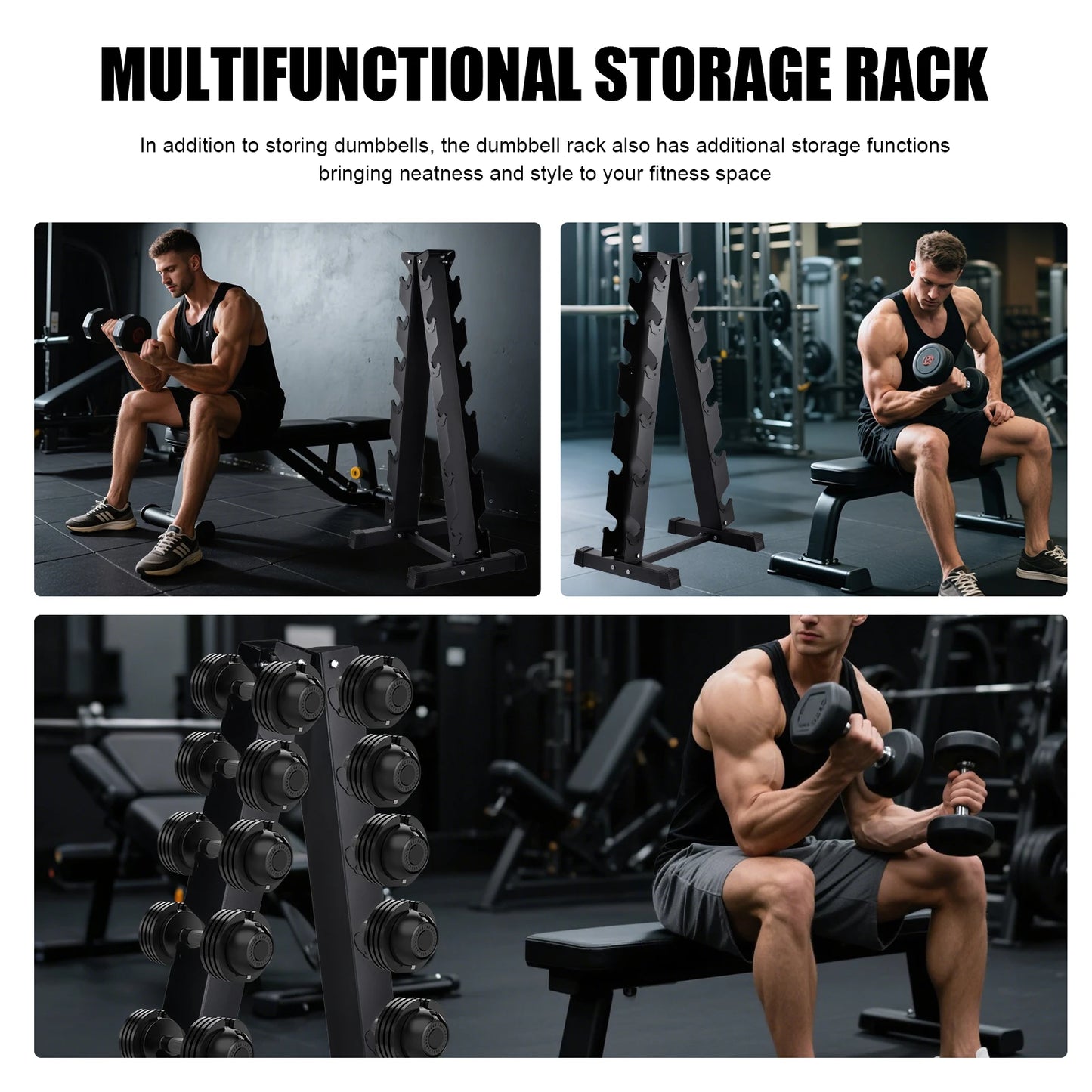 Compact Freestanding Dumbbell Rack For Home Gym Weight Storage
