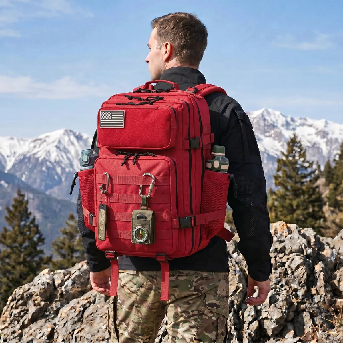 ReFire Gear Tactical Fishing Backpack Dual Water Bottle Holders Outdoor