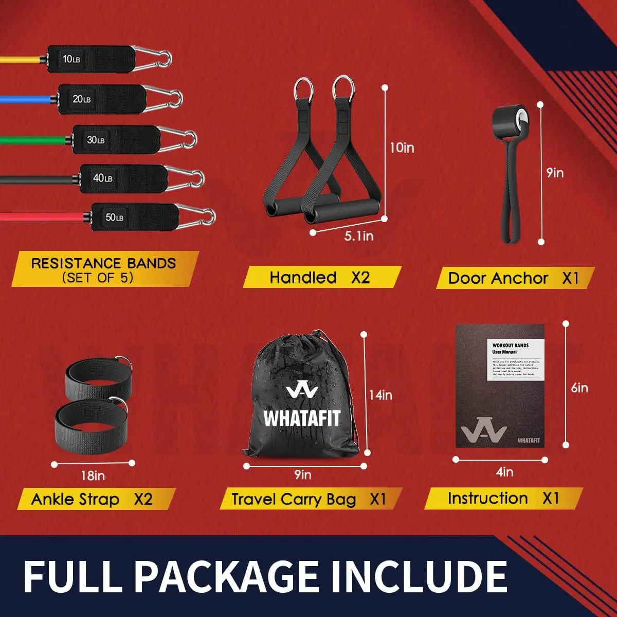 Premium Resistance Bands With Handles Door Anchor And Ankle Straps