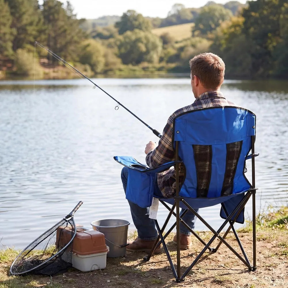 Portable Folding Chairs With Cooler Bag And Cup Holder