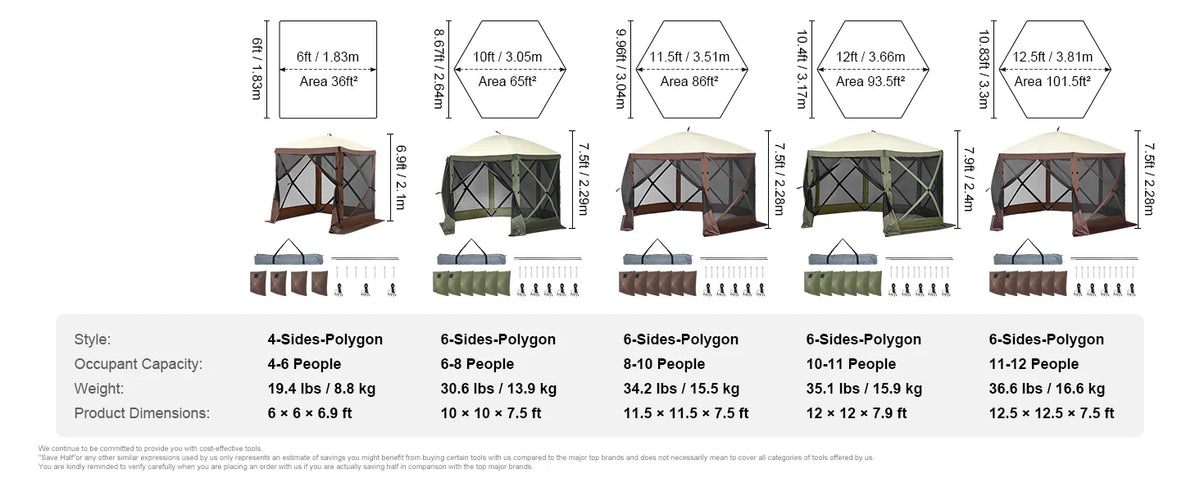 6 Sided Pop Up Gazebo With Privacy Cloths And Ventilation