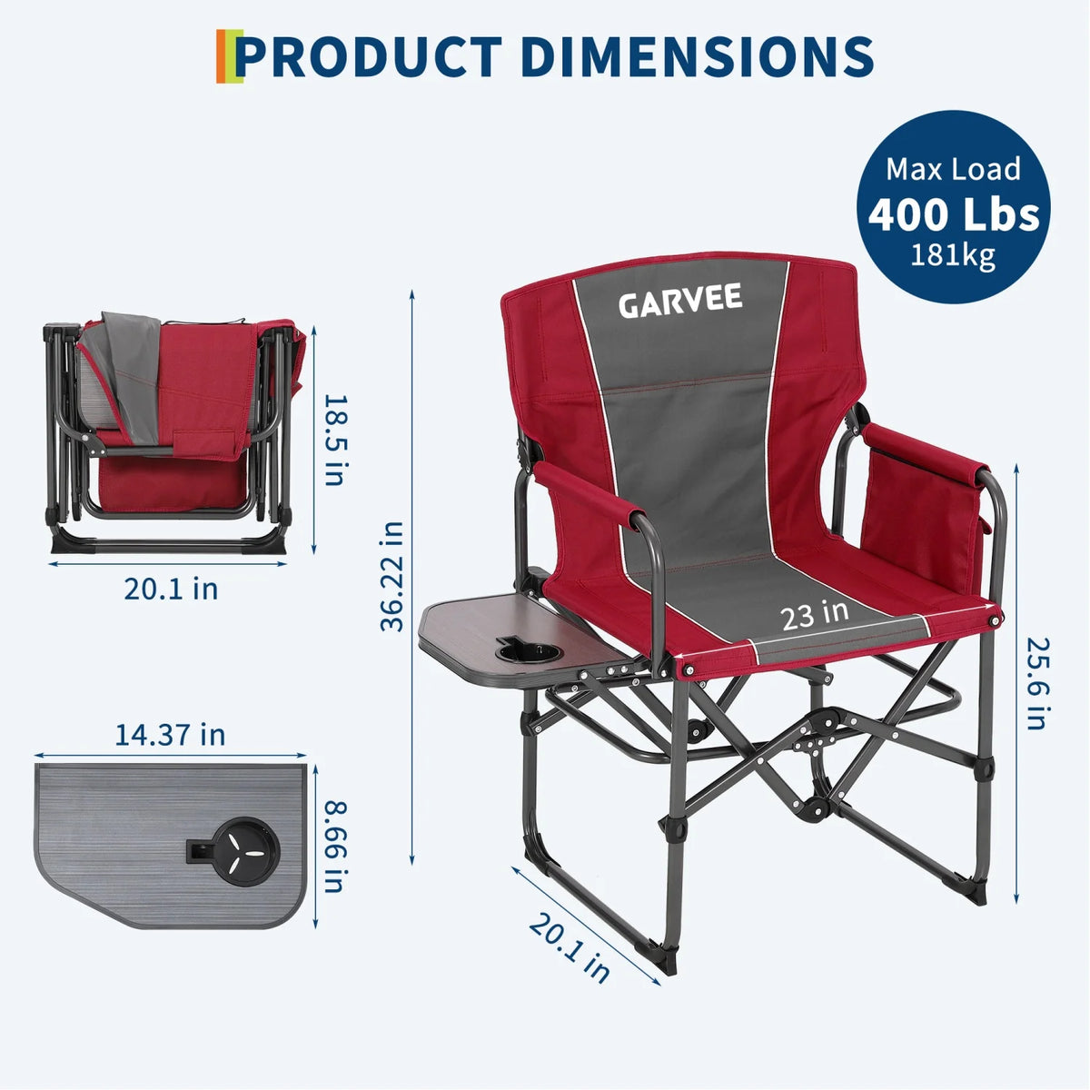 HiMISS Heavy Duty Folding Director Chair With Cup Holder