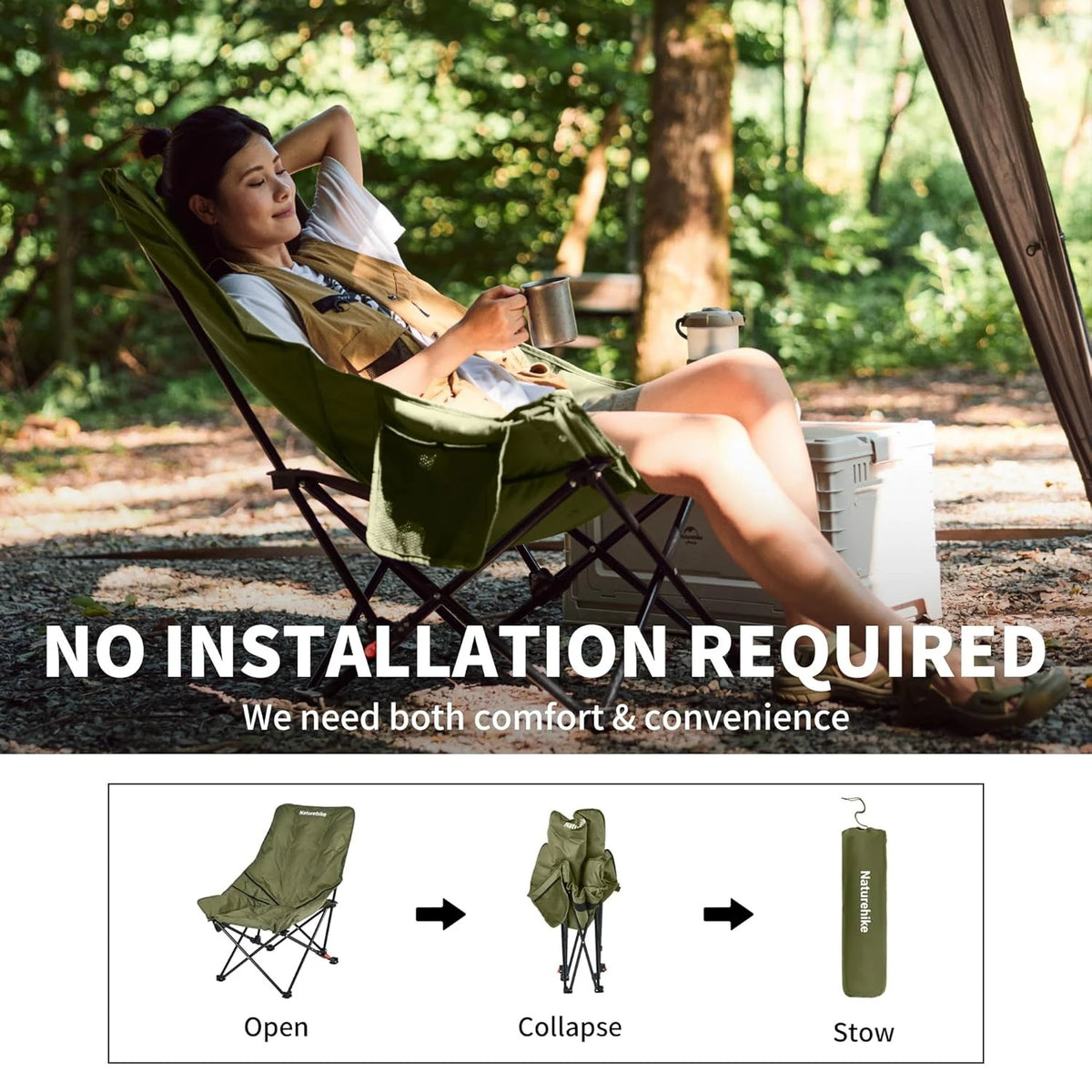 Naturehike High Back Folding Moon Chair Outdoor Camping Lounge Seat