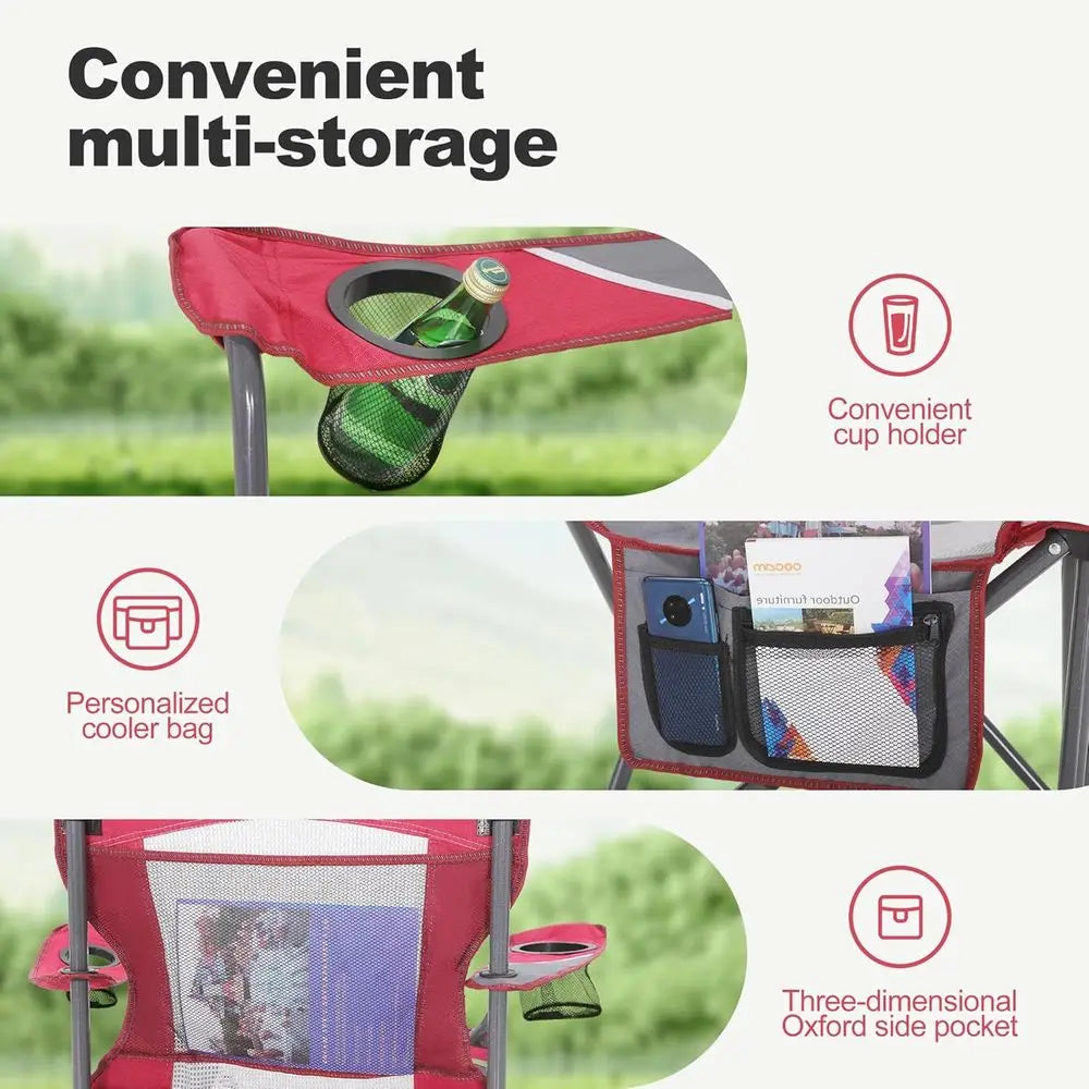 Heavy Duty Mesh Camping Chair With Cup Holder 330 Lbs