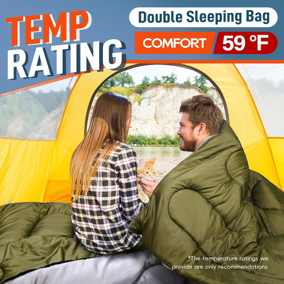 Double Camping Sleeping Bag Ultralight Waterproof 4 Season Warm Backpacking