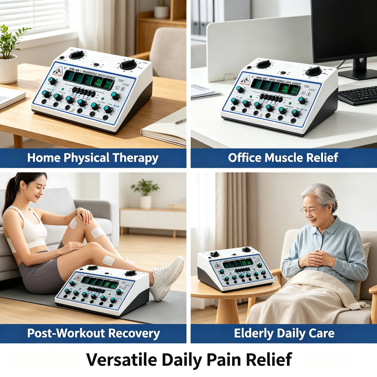 Electric Stimulator Tens Unit Massager Pain Relief Device With Timer