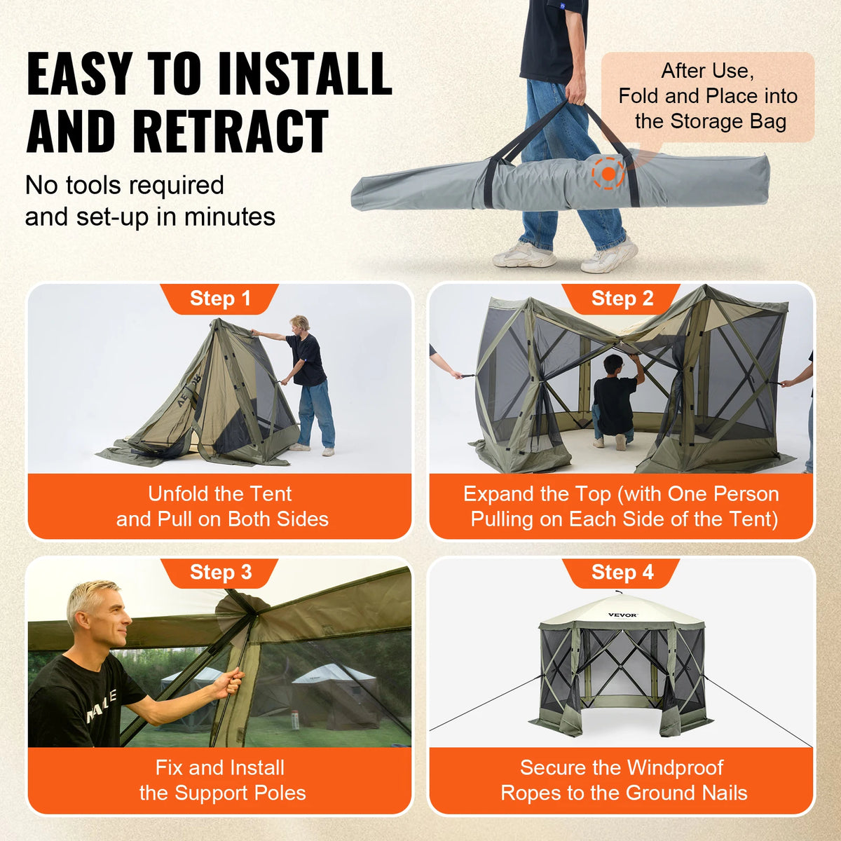 6 Sided Pop Up Gazebo With Privacy Cloths And Ventilation